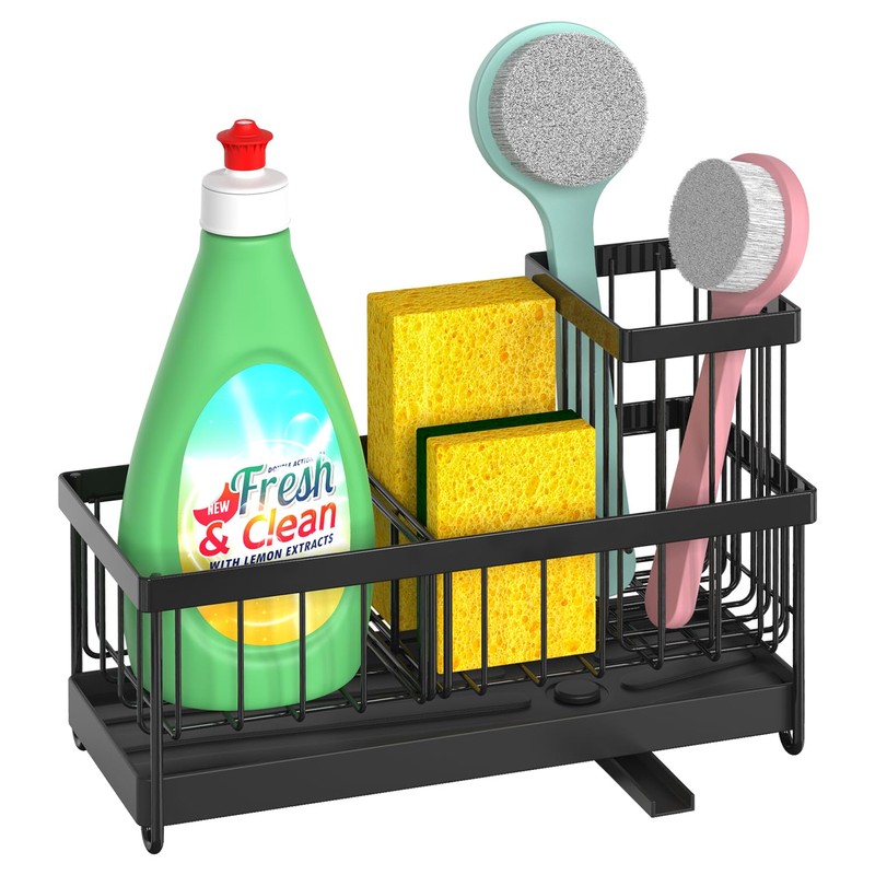 Vinsani Kitchen Sink Caddy Organiser with Auto-Draining Tray – Removable