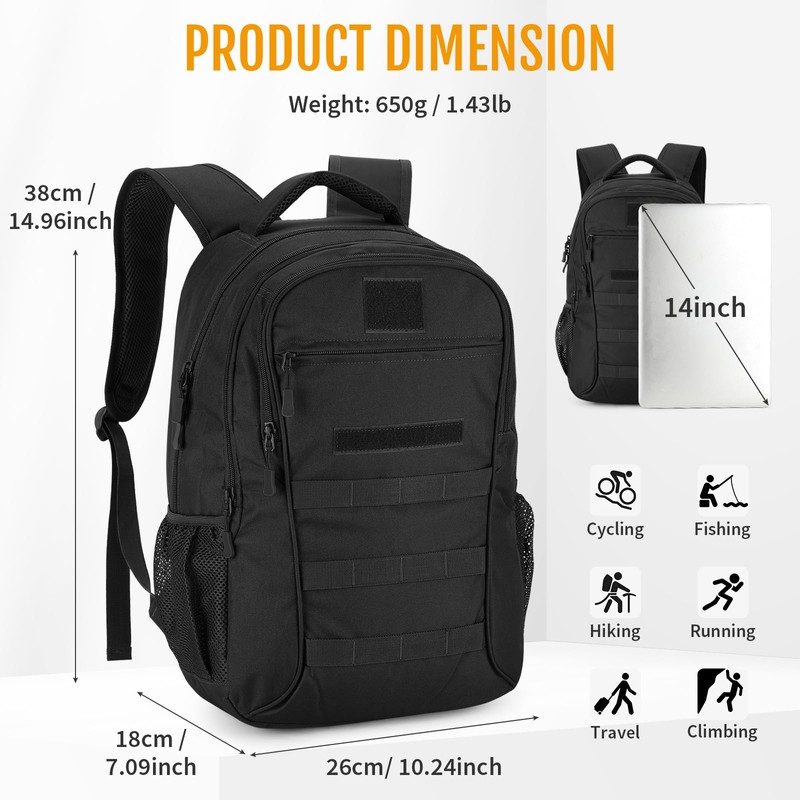 Explokit 15L 25L Tactical Backpack Small Military Molle Rucksack School