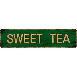 Vintage Metal Tin Sign SWEET TEA 4''x16'' inch, Street Sign for Home, Restaurant, Bar, Cafe, Garage - Retro Wall Decor Plaque