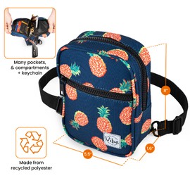 Vibe Festival Gear Small Crossbody Sling Bag for Women Men 5in1 Multi-Use from (rPET) Recycled Polyester Belt Bag Cross Body Backpack Fanny Pack Purse - Pineapples
