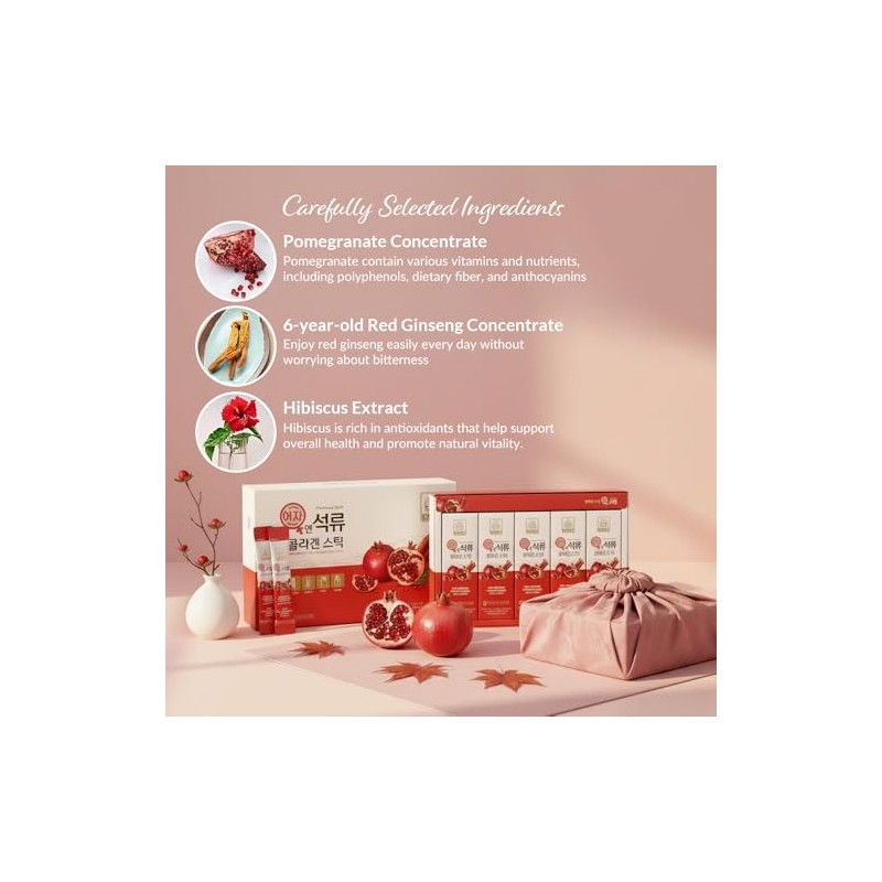 Korean Beauty Baekje Geumsan Women's Pomegranate Collagen Jelly Stick 5.1oz