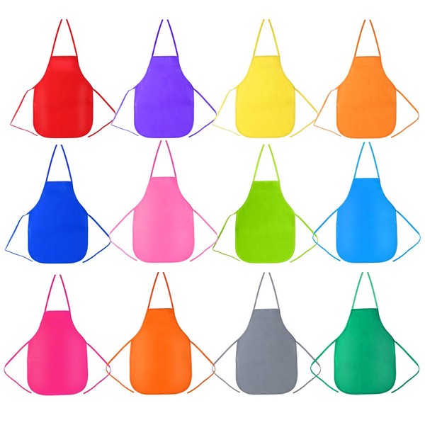 Pllieay 12 Pieces 12 Colour Kid's Artists Fabric Aprons for Kitchen, Classroom, Community Event, Crafts and Art Painting Activity, aged 3-7 years