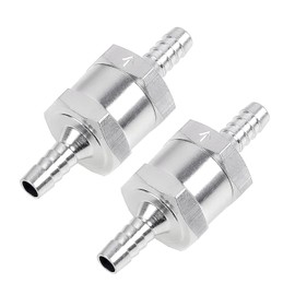 Pack of 2 check valve, return valve, check valve hose, fuel check valve, aluminium valve, check valve, for petrol, water, chrome, car, low pressure system (8 mm)