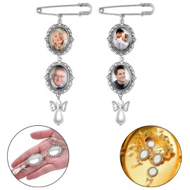 Aurelor 2 Piezas Broche Relicario Para Novia De 4 Fotos Con Caja De Regalo, Ideal Para Boda, Aniversario, Cumpleaños Y Navidad, Perfecto Como Adorno