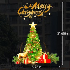 Christmas Tree Window Clings Stickers for Glass, Removable DIY Static Merry Christmas Window Clings Decals Decorations for Xmas Home Office Shop Windows Glass Display Decor (D)