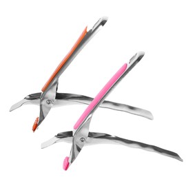 Mikinona 2pcs Stainless Steel Bowl Tongs Non-Slip Grip Heat Resistant Dish Clip for Safe Retrieval of Hot Plates and Bowls Kitchen and Hotel Use