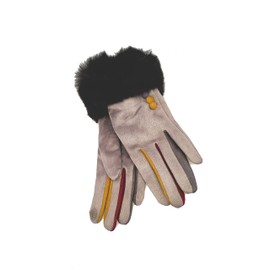 Vera Tucci Felicity -G08 - Faux Fur Trim Cuff Multi Colour Finger Ladies Gloves (LIGHT GREY, LARGE)