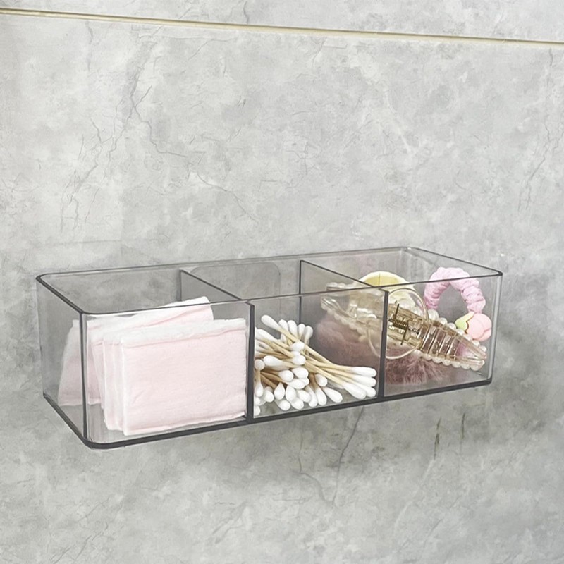 Transparent Acrylic Make-up Organizer Box, 3 Compartments, Ideal for the
