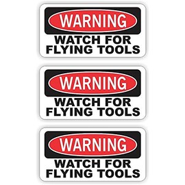 Watch for Flying Tools Hard Hat Sticker/Helmet Decal Label Lunch Tool Box Motorcycle Construction