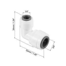 PATIKIL 3/8" to 1/4" Push to Connect Elbow Fittings, 3 Pack 90 Degree Reducing Water Line Fitting for RO Water System, White