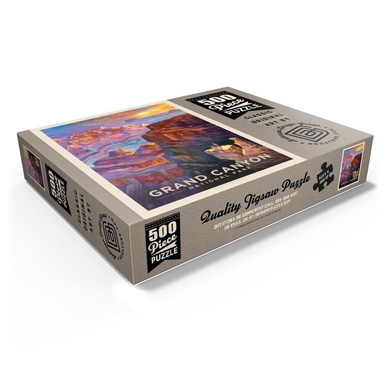 グランドキャニオン国立公園:サンセット、ヴィンテージポスター - プレミアム500ピースジグソーパズル 大人用