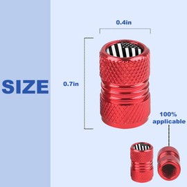 Zpana Ameican Flag Car Tire Valve Stem Caps, 4PCS Aluminum Alloy Vehicle Wheel Valve Protection Cover, Patriotic Auto Tyre Air Protector, Universal for Truck, Bicycle, Motorcycle (Red/Black)