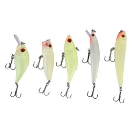 Naroote Disfrute de Verano Meiyya Crankbait Luminoso, 5 Piezas señuelos de Pesca Luminosos ABS cebos Duros Gancho Aparejos Accesorios señuelos de Pesca Conjunto