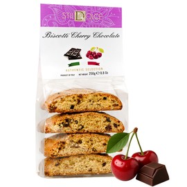 Stildolce Chocolate and Cherry Italian Biscotti Cookies| Made in Tuscany, Italy| Classic Semi-Soft Gourmet Biscuits No Preservatives 8.8 Oz