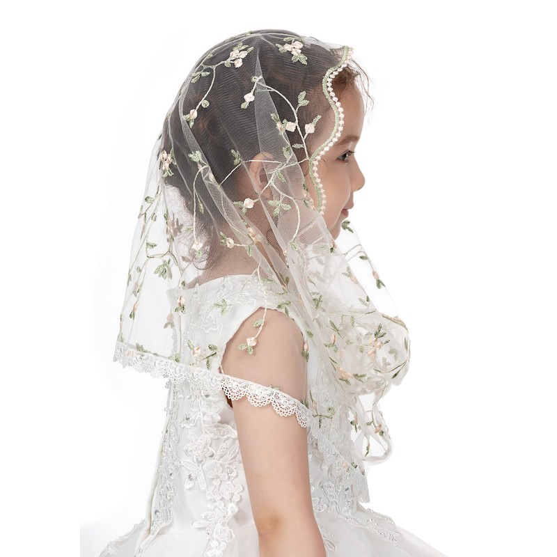 PAMOR Infinity First Communion Veils for Girls Lace Chapel Veil