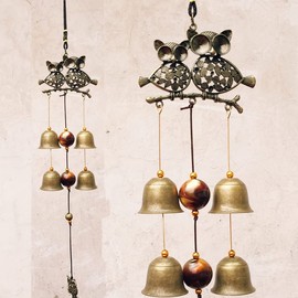 JIAGUTRAD Campanillas de viento de búho de metal para exteriores, campanillas de viento decorativas para el hogar, habitación, ventana, jardín, puerta o pared