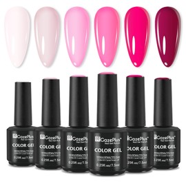 GAZEPLUS Gel Nail Polish Set, 6 colors Gel Nail Polish Soak off Uv Gel Polish Set Multicolored Gel Nail Set Long Lasting Gel Polish Nail Art Manicure DIY Salon Home Gift