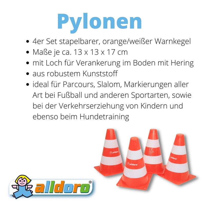alldoro 60090 Set of 4 Traffic Cones - Traffic Cones