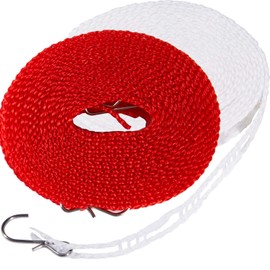 Foshine Clothesline 5m 1.64ft Length 2 Pack Camping Clothesline Red White Clothes Drying Rope Portable Windproof Travel 5m Clothesline for Indoor Outdoor Laundry Perfect Windproof Clothes Line