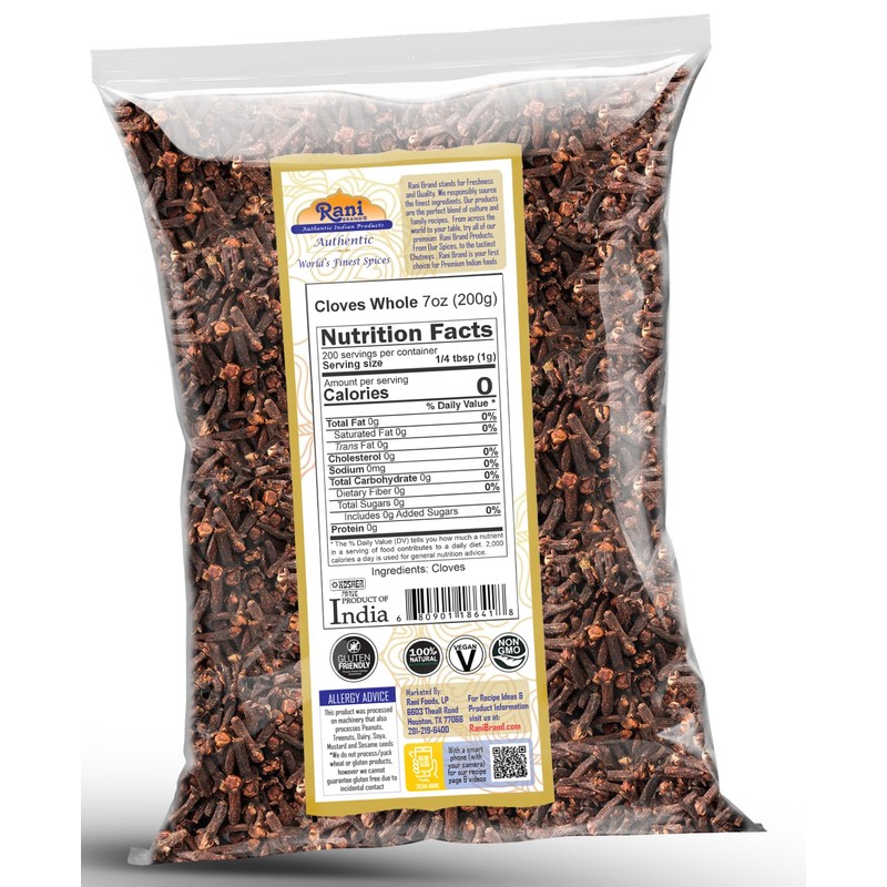 Rani Cloves Whole (Laung) 7oz (200g) Great for Food, Tea,