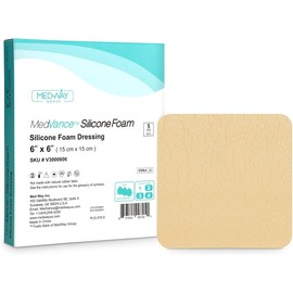 MedVance TM Silicone - Silicone Adhesive Foam Absorbent Dressing, 6"x6", Box of 5 dressings