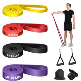 Bandas de Resistencia Profesional Set 4 PCS, Ligas Elásticas Multifuncionales para Gimnasio, Fitness, Ejercicio en Casa, Sentadillas, Pilates, Estiram