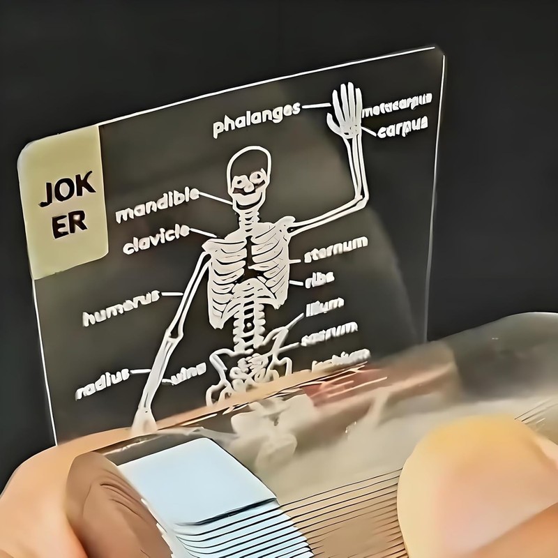 The Body Deck Educational Playing Cards, 3D Transparent Skeleton Design,