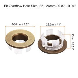 uxcell Sink Trim Overflow Cover, Sink Overflow Rings Bathroom Kitchen Basin Drain Cover Hole Insert in Round Caps, Bronze