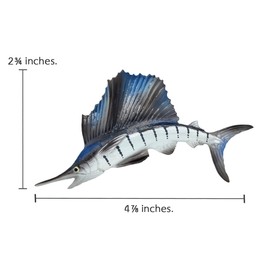 WitnyStore Tiny 4⅞" Atlantic Sailfish Fridge Magnet - Miniature Hand Made Painted Resin 3D Sea Fish Marine Mammal Animals Decorative Magnets for Refrigerator Fridges Magnetic Board Collectible Gifts