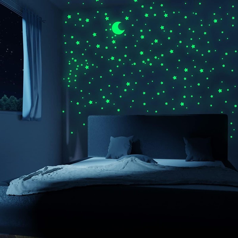 Fokmuaex 52pcs Glow-in-The-Dark Stars and Moon Wall Stickers for Kids