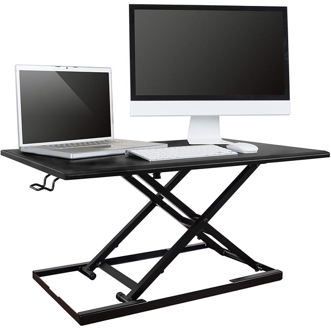 Stand Up Desk Store AirRise Standing Desk Converter – Adjustable Height, Single Tier, 32 Inches Long, Black
