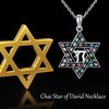 ONEFINITY Star of David Necklace Sterling Silver Hebrew Chai Star