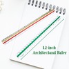 Architectural Scale Ruler, 12” Plastic Architect Scale, Triangular Ruler for