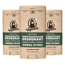 Dr. Squatch Natural Deodorant for Men - Sierra Storm – Smells Like Giant Mountain Sequoias - Odor-Squatching Men's Deodorant Aluminum Free (2.65 oz, 3 Pack)