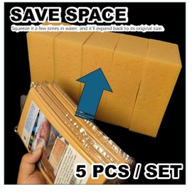 Car Wash Sponges, 5 Pack, Extra Soft Coral, Scratch Free, 8.3x4.38x2.8 inches, Great for Sensitive Surfaces