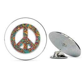 NYC Jewelers Floral Pattern Peace Sign Metal 0.75" Lapel Hat Pin Tie Tack Pinback