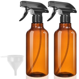 Bealee Plastic Spray Bottles, 2-Pack, 16.9 Oz, Mist & Stream, Heavy Duty Spraying, Empty Water Spray Bottle for Cleaning Solutions, Essential Oils, Hair, Plants, BBQ, Cat Dog Behavior Correction (Amber)