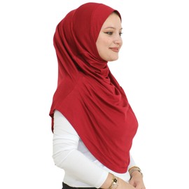 Prien Head Scarf for Women, Long Muslim Hijab Women, Turkish Khimar Scarf, Islamic Clothing, Ready-Made Hijab Headscarves Dresses, Muslim Sports Head Scarf Set, burgundy