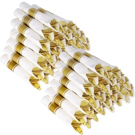 60Pack Gold Plastic Silverware With Pre Rolled Napkins - Disposable Individually Wrapped Plastic Cutlery Set - Includes 60 Forks, 60 Knives, 60 Spoons, 60 Napkins, Gold Utensils for Dinner Party Wedd