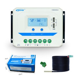 EPever Charge Controller 60A PWM 12V/24V/36V/48V Auto Work with LCD Display Dual USB Output Quick Charge 5V 2.4A for Solar Panel Charge Controller Regulator System ,Temp Sensor Cable + VS6048AU