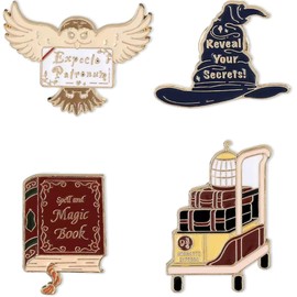 ROKZELT Pack of 4 Retro Harry Pins Pins, Beautiful Harry Pin for Children, Funny Brooch, Cute Brooch Pins, Jewellery, Gift for Harry Fans, Gifts for Back to School, Children's Day