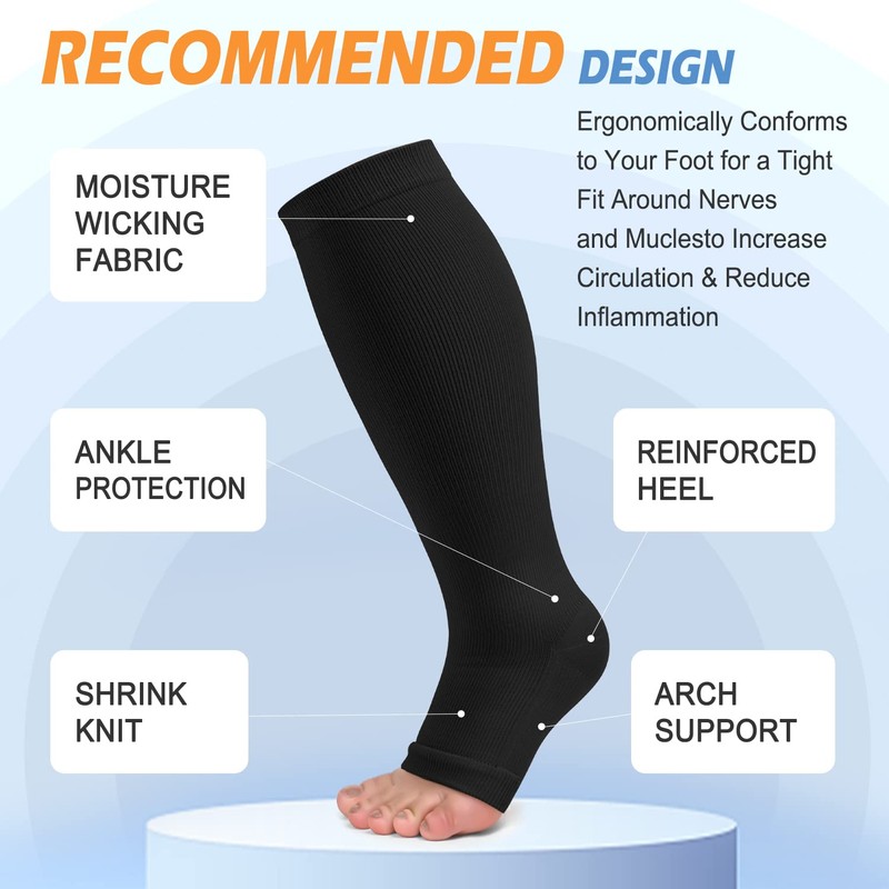 3 Pack Open Toe Compression Socks for Women and Men,
