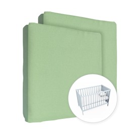 2X Jersey 100% Cotton Fitted Sheet for 120 x 60 cm Toddler Baby Cot Bed Mattress (Green)