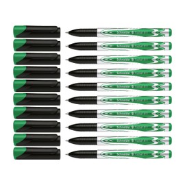 Schneider Topball 811 Rollerball Pen, 0.5 mm Conical Tip, Refillable, Green Ink, Box of 10 Pens (8114)