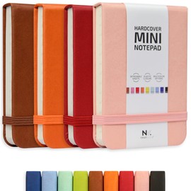 NeatVilla Tiny Notebook 3x4 Small Notepad Pocket Size, A7 Leather Hardcover Mini Notebook, Tear Off Sheet Tiny Notepad with Elastic Band, 4 Pack Mini Pocket Notebook for Nurse Reporter (Multicolored)