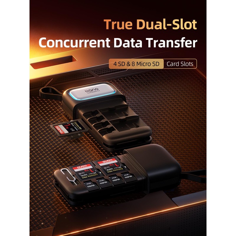 llano Portable 4.0 Memory Card Reader, Waterproof, Shockproof, Compact Design