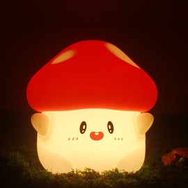 SMOORITA Cute Mushroom Night Light, Kids Night Light with Timer, Mushroom Silicone Lamp Dimmable Light for Baby Nursery Girls Bedroom, Rechargeable Nightlight, Birthday Christmas Gifts