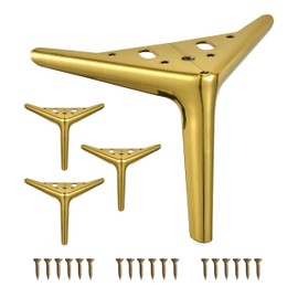 FS NANO 6 Inch Brushed Gold Furniture Legs, Set of 4, Modern Upgrade for Cabinet and Nightstand, Mid-Century Table Design, Replacement Gold Couch Legs