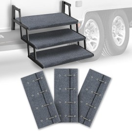 HOMEE RV Step Covers 3 Packs, Camper Step Covers 23 Inch Wide RV Step Rugs, Non-Slip Outdoor RV Stair Cover with Install Hook Fit 8" to 11" RV Stair Treads