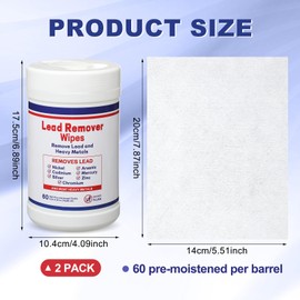Nuanchu 2 Pack Lead Remover Wipes for Shooting 120 Count Hand & Surface Cleaning Wipes Effectively Removes Lead, Dust, Oil & Grime Disposable Wipe for Mechanics Construction Diy, 60 Count Per Canister